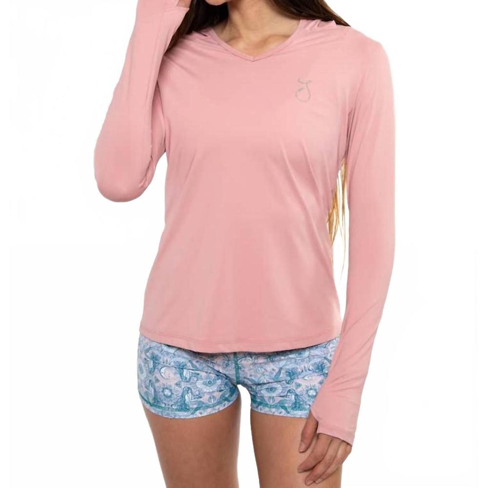 NEW REEL SKIPPER reel skipper classic performance uv shirt hoodie in pink